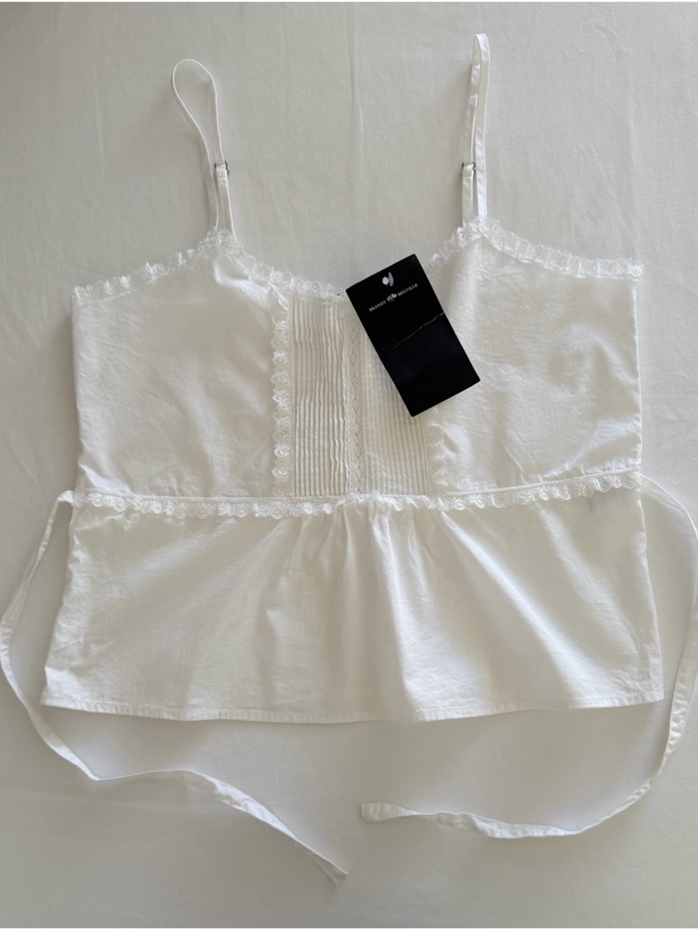 NWT Brandy Melville White Lace-Trim Camisole Top